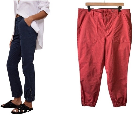 Banana Republic Slim Utility Jogger Pant Zip Cuff High-Rise Stretch Twill Cotton - Picture 1 of 16